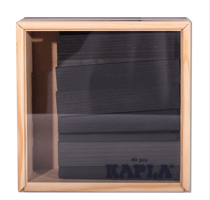 KAPLA 40 Squares Black - Wooden Construction Set 40 Black Colored Building Planks - Image 4